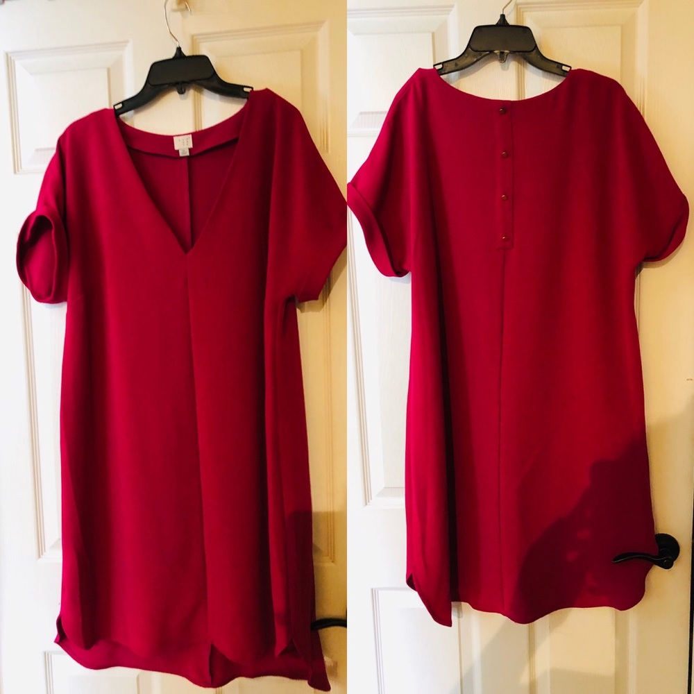 Pink V-Neck Shirt Dress - Gently Used